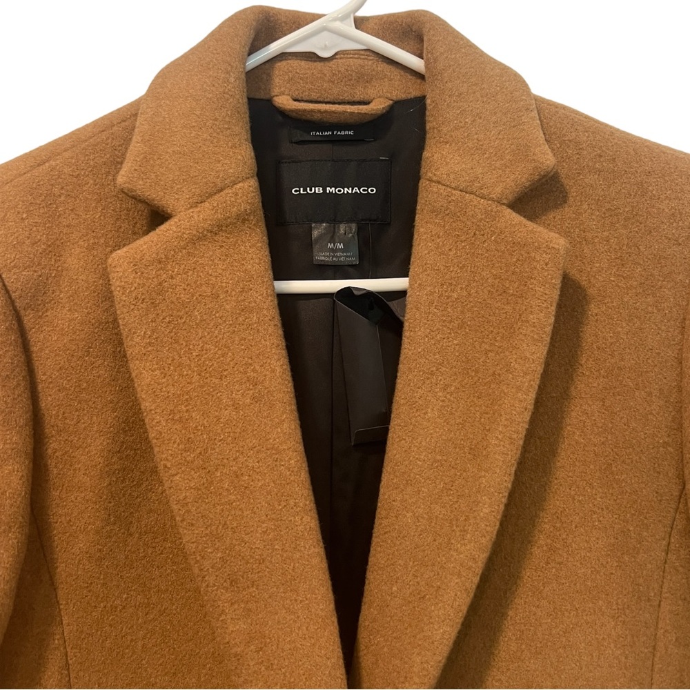 Club Monaco Slim Tailored Wool Trench Coat Women Size M Camel Single Breasted - Picture 2 of 16